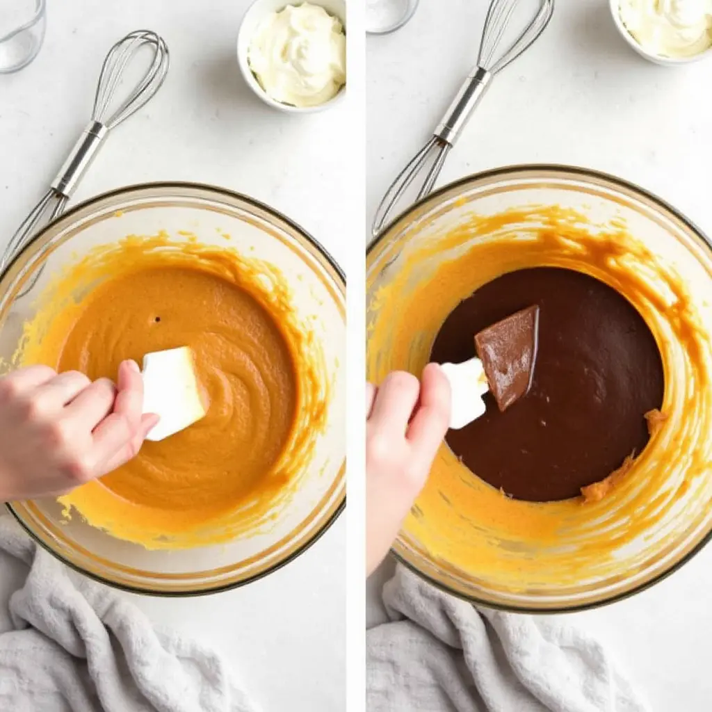 Fresh pumpkin slices and dark chocolate pieces on a wooden table, highlighting the nutritional benefits of pumpkin and dark chocolate for a healthy dessert.